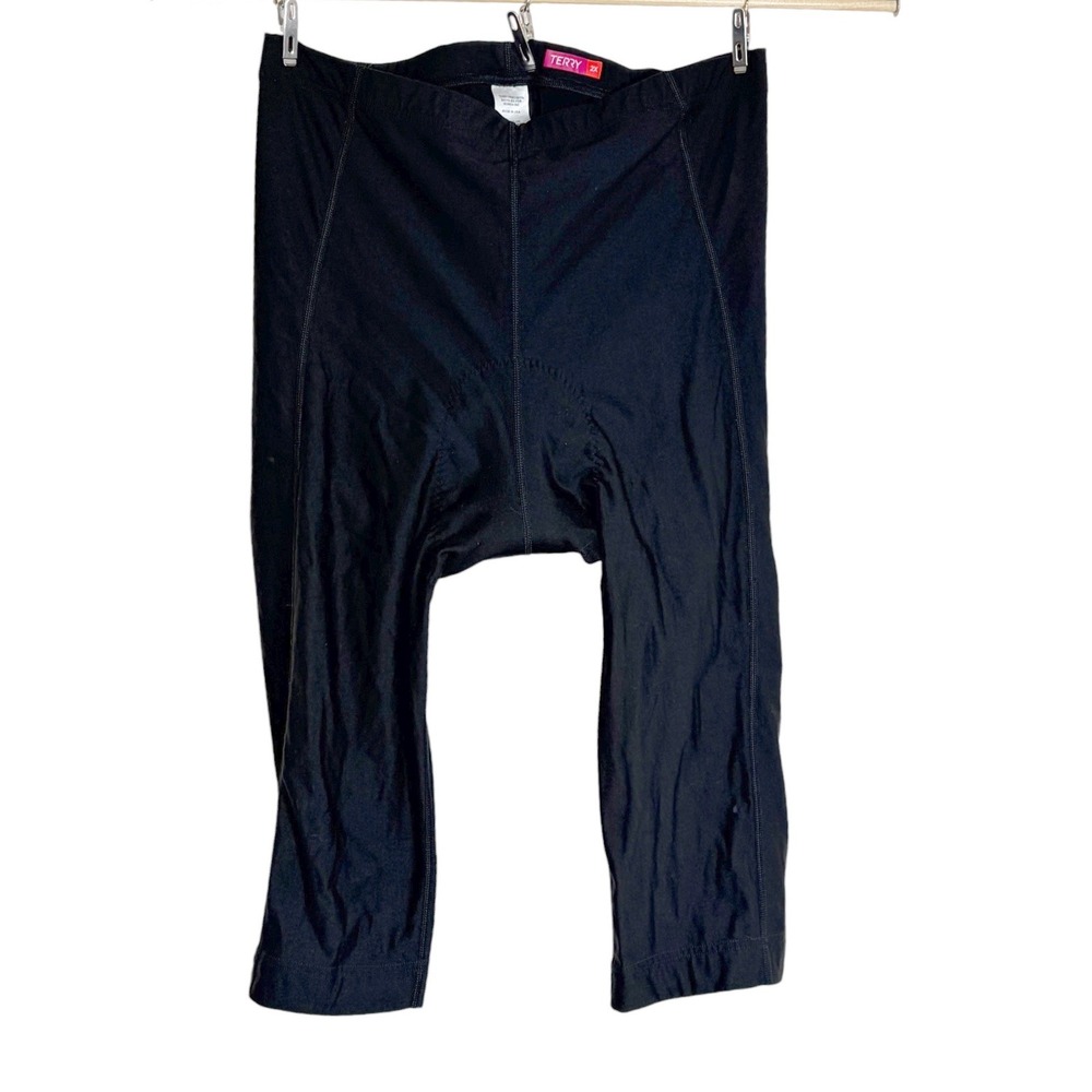Terry Cycling Knickers 2X Black Padded Chamois Capri Bike Cyclist Pants USA‎